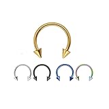 Beydodo Piercing de nariz de acero inoxidable de 6 – 12 mm, 1.2x8mm, Sin gemas