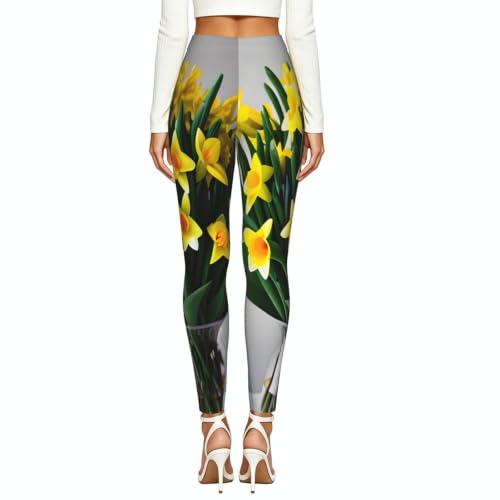 Leggings de mujer para diario mallas de narcisos cómodas y opacas 4