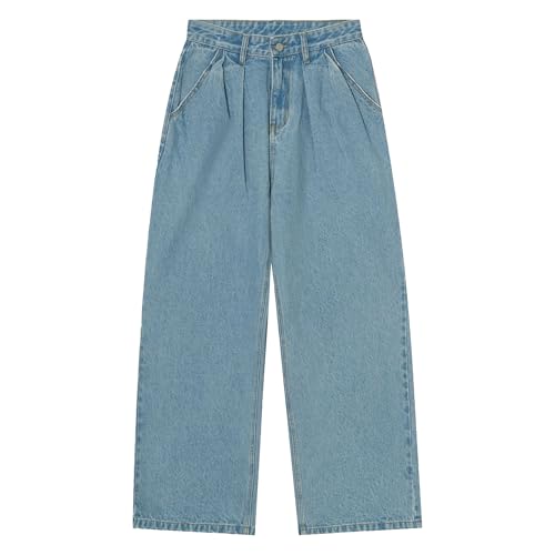 Men's Baggy Hip Hop Jeans Wide Leg Skater Denim Pants Loose Fit Long Trousers Streetwear Casual Baggy Jeans