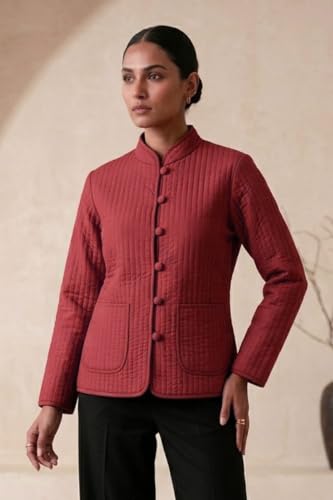 Image of Reversible Jacket for Women | Double Sided Quilted Jacket | Reversible Winter Jacket for Women | Stylish Ethnic Printed Jacket | Warm & Comfortable Casual Outerwear