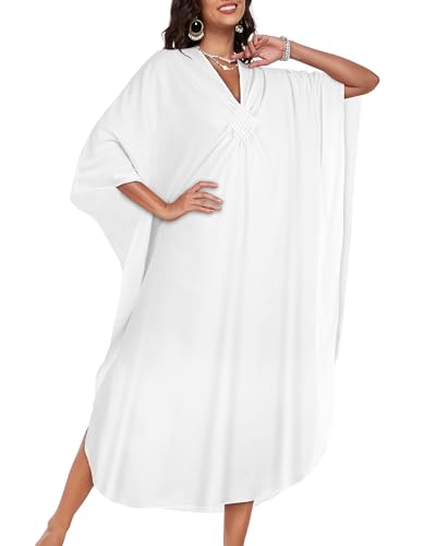 Image of Kaftan Dresses for Women V Neck Caftans Batwing Sleeve Beach Cover Ups