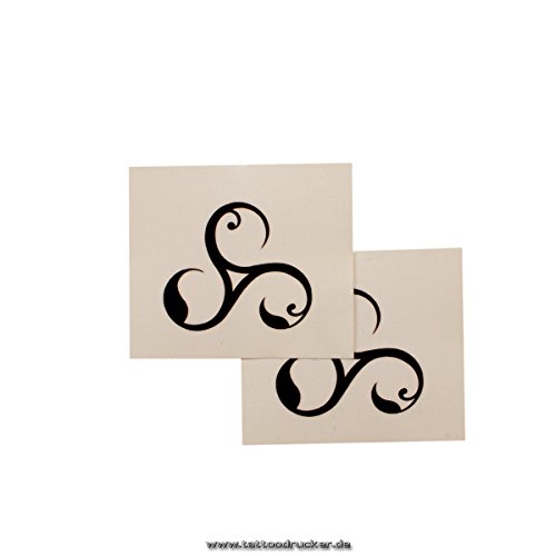 10 x Flower Triskele Symbol - BDSM Temporary Tattoo Logo in Black (10)