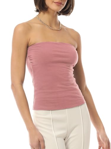 Image of MixMatchy Women's Stretchy Strapless Tube Top Y2K Bandeau Top