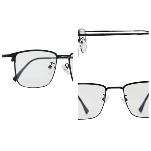 Image of ADMIRE Metal Frame Eyeglasses, Black, Rectangular Shape, Clear Lens, Lightweight Hal-Rim Spectacles