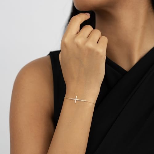 Gelin Diamond Cross Bracelet in 14K Solid Gold4