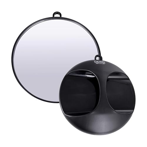 PONIKS PROFESSIONAL Friseurspiegel 28cm Schwarz mit Griff und Wandhaken