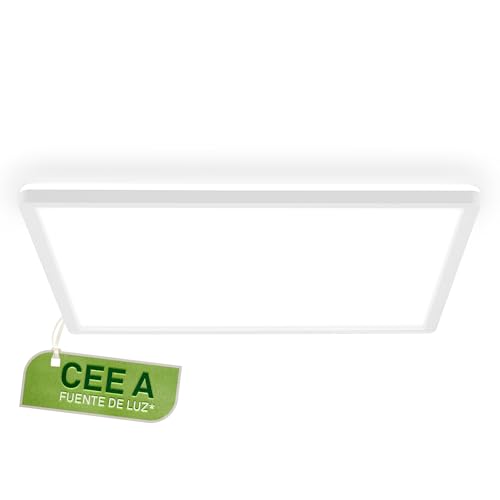BRILONER - Lámpara techo LED, CEE A fuente de luz, 14W 3000 lm, diseño extraplano, luz indirecta, panel luminoso moderno, iluminación salón, cocina,dormitorio, pasillo, 42x42x3 cm, blanco