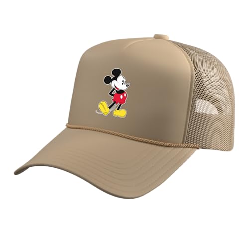 Disney Mickey Mouse Classic Pose Trucker Hat with Adjustable Mesh Back Khaki