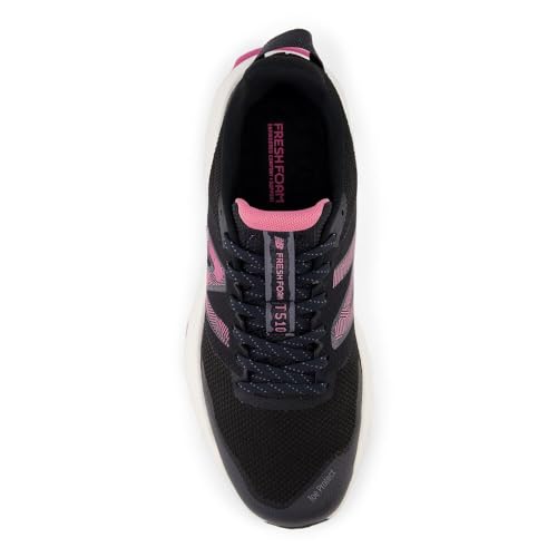 New Balance Women's Fresh Foam 510 V6 Trail Running Shoe, Black/Real Pink/Phantom, 5 Wide