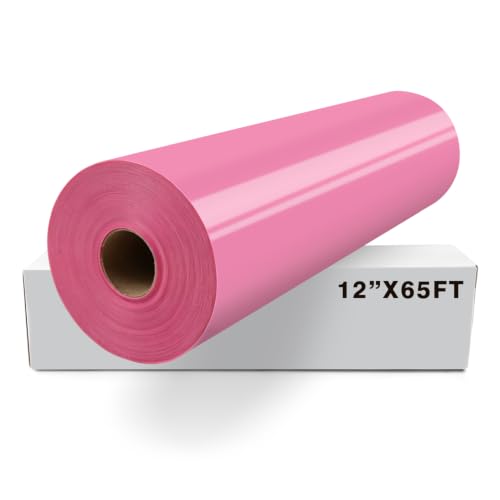 Image of FUNKAKA Heat Transfer Vinyl Rolls, 12 inch x 65ft Pink Iron on Vinyl for Shirt