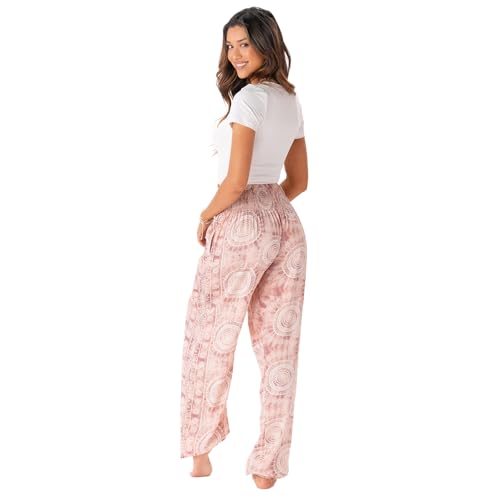 Image of Lotus and Luna Women's Harem Pants Thai Pants for Beach & Lounge High Waisted Flowy Boho Pants Genie Pants Yoga Pants