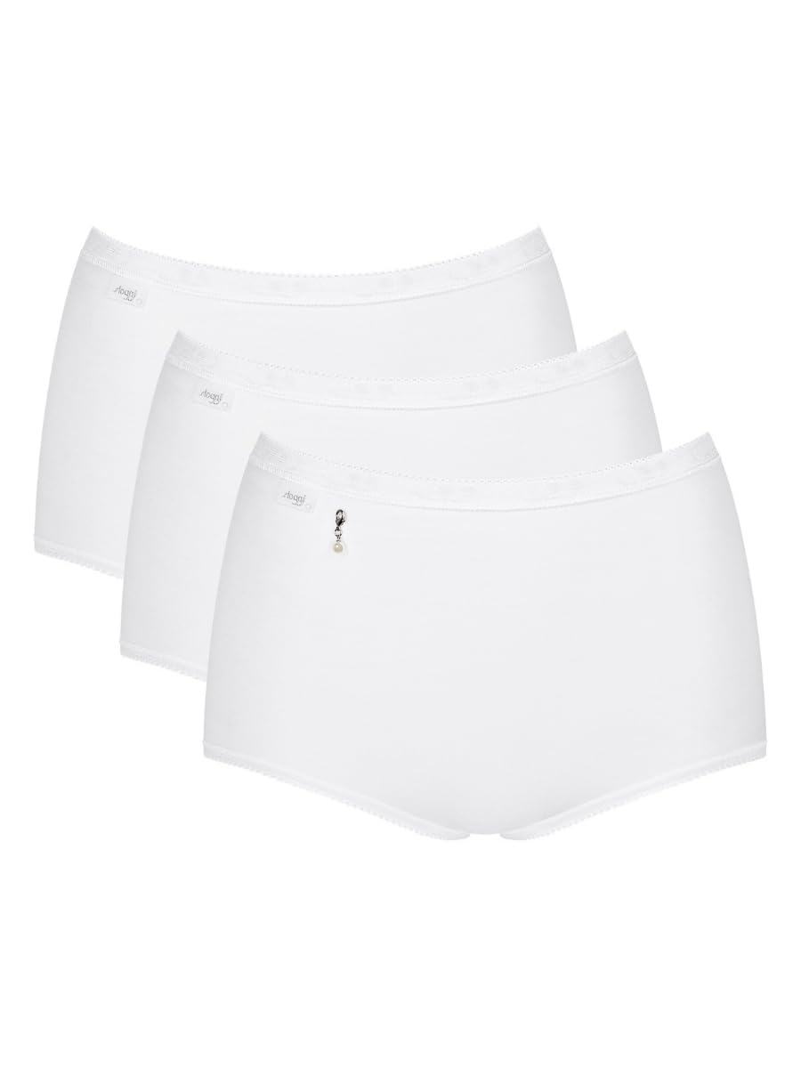 Sloggi Women's White Pearl Basic+ Pearl Maxi 3 Pack Briefs White 6XL - 26