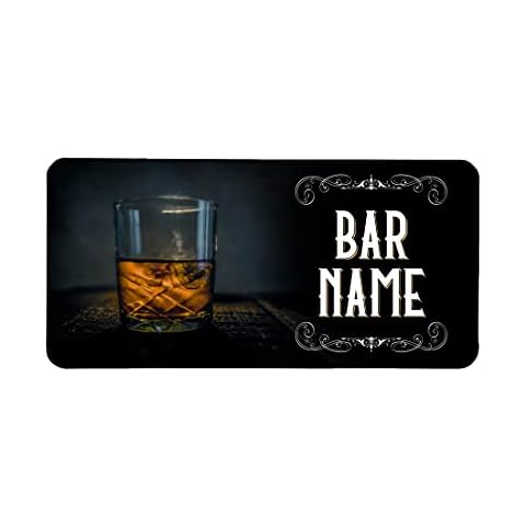 Dead Set Studio Personalised Borderless Bourbon Whiskey Bar Runner - Customised Home Bar Mat - Novelty Beer Gifts for Home Bar - Rubber Spill Mat Equipment Cover
