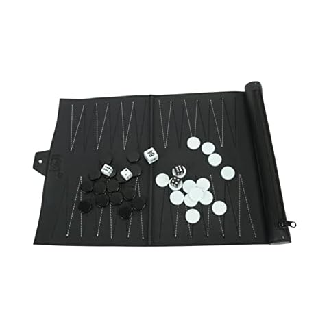 VENTDOUCE Roll Up Backgammon Sets | Portable Lightweight Backgammon Game | Foldable PU Leather Classic Chess Board Roll-Up Travel Games Cover