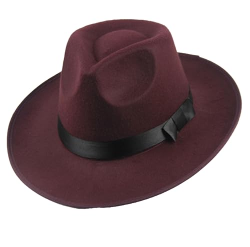 Generisch Sombrero para el sol rojo Wide Brim Panamá Sombrero Otoño Vintage Cap Black Headwear Senderismo, RD1., Talla única