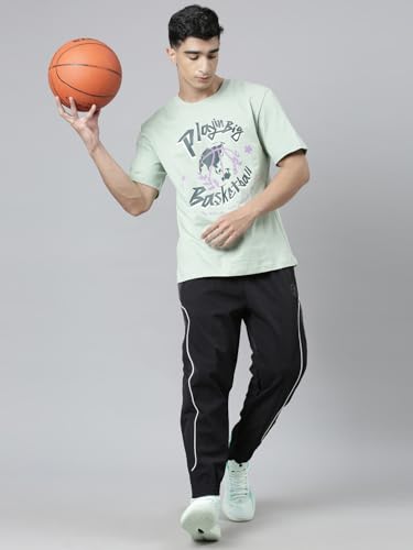 Image of XTEP Men's Basketball T-Shirt, Classic Loose-Fit Gym Tee in Premium Cotton with Basketball Logo, Casual Sports T-Shirts for Men
