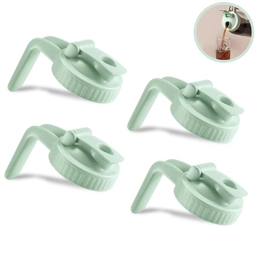 Image of 4 Pack Wide Mouth Mason Jar Lids V-Shaped with Handle, Mason Jar Pour Spout Lid with Extended Flip Lid Easy to Open, Airtight Leak Proof and Durable
