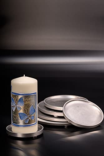 Miniatura 2 de Nklaus Plato Para Velas Aluminio Redondo Ø 17cm Portavelas Posavasos Mate Decoración De Mesa 10440