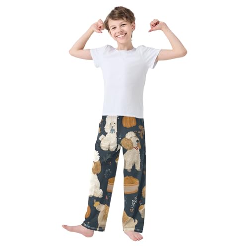 ZZXXB Poodle Thanksgiving Day Boys Long Pants Soft Trousers Elastic Waist Kids Lounge Bottoms with Pockets S-XL3