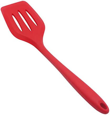 KUFUNG Silicone Nonstick Turner, High Heat Resistant to 480°F, Food Grade Slotted Turner, BPA Free, Slotted Spatula for Fish, Eggs, Pancakes, Wok (Red, 12 inch)