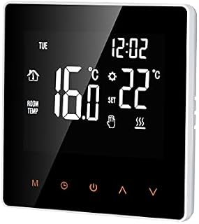 Kavolet Smart Thermostat for Electric Underfloor Heating, LCD Display Touch Screen Digital Temperature Controller Week Programmable Floor Heating Home School Office Hotel 16A, White, No Wi-Fi