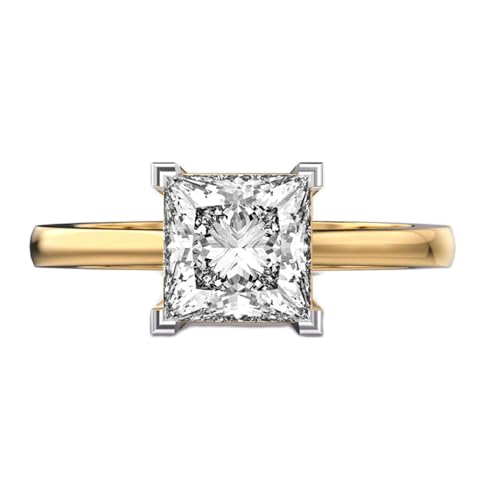 Bague princesse solitaire moissanite en argent 925 et or | Éclat luxe fait main