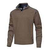 Col montant : ce pull léger et uni est doté d'une solide fermeture à glissière en cuir et d'une demi-fermeture à glissière pour vous aider à réguler rapidement la température de votre corps. Sa coupe pull-over permet de l'enfiler et de l'enlever facilement