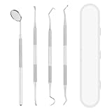 Xynovate Removedor de Cálculo Para Perro, Kit de Higiene Dental Para Mascotas, 4 Herramientas Orales de Acero Inoxidable, Eliminador Sarro Para Perros y Humanos Con Estuche