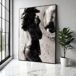 Œuvre d'art abstraite moderne sur toile célébrant la poésie de la silhouette féminine