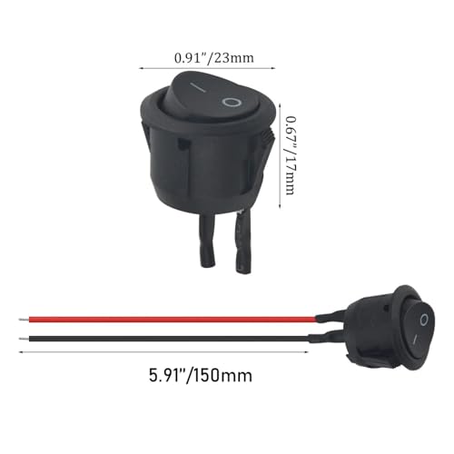 Interrupteurs à bascule circulaires 12V 2 broches pré-câblés pour auto et bateau x20