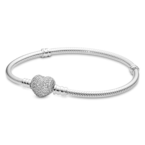 Pandora Moments Heart T-Bar Closure Snake Chain Bracelet - Compatible Moments Charms - Gift for Her Shine - With Gift Box2