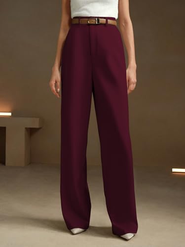 Image of KERI PERRY Trousers for Woman Pants Women's Formal Office Korean | Black Beige Track Pant | Straight | Cotton Spandex Stretchable Trouser | High-Waisted Bottom Wear