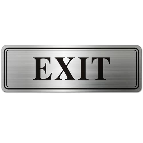 Metal Stainless Steel Exit Sign for business With Self Adhesive 9x3in (Exit)