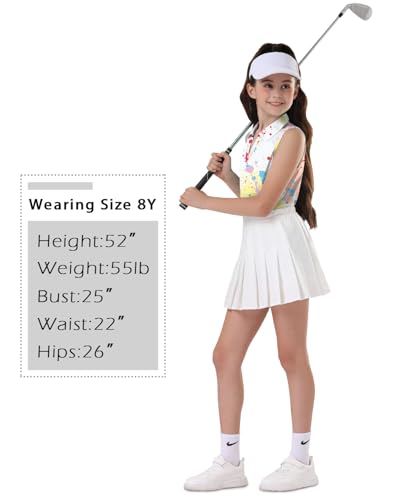 Image of Soneven Girls Sleeveless Polo Shirts Button UP Golf Tennis T-Shirts with Collared Quick Dry Tank Tops for 4-14 Years