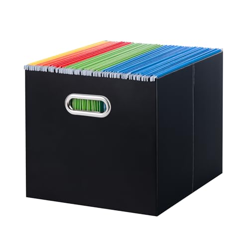 Oterri File Organizer, 1 Pack Large Storage Box, Cardboard File Folder Organizer, Collapsible File Box for Hanging File Folders Letter Size, Portable