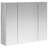 ULUYYUC Armadietto da bagno con specchio Sonoma, in legno, 60 x 14,5 x 50 cm, colore grigio