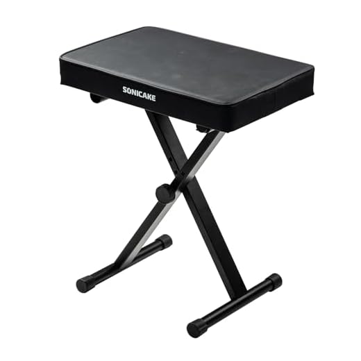 SONICAKE Banco de Piano Ajustable, Taburete para Teclado con Cojín Grueso de 6 cm, Plegable y Portátil para Piano, Órgano, Sintetizador Negro