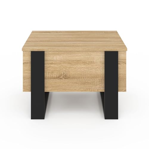 Table basse carrée plateau relevable 70 cm PHOENIX bois et - vue 5