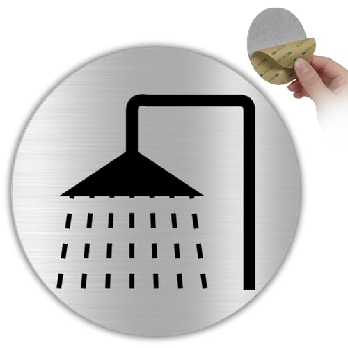 #ColaboraciónPagada<br>Señal Adhesiva Ducha Grosor 0 8 mm Diámetro Ø 100 mm Aluminio Señalización Baños (Ducha)