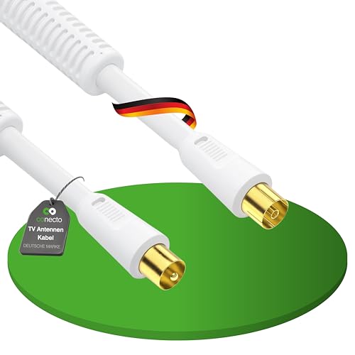 conecto 1m TV Antennenkabel, Koaxial Kabel - IEC Stecker/IEC Buchse, weiß, 1,00 m