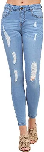 Blue Age Womens Destroyed Ripped Distressed Skinny Jeans