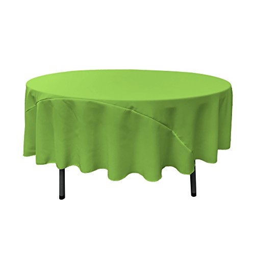 LA Linen Polyester Poplin Washable Round Tablecloth, Stain and Wrinkle Resistant Table Cover 90", Fabric Table Cloth for Dinning, Kitchen, Party, Holiday 90-Inch, Lime, (TCpop90R_Lime384)