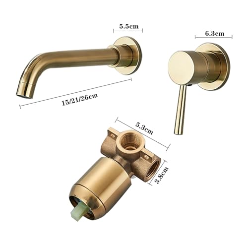 Mélangeur de lavabo mural en laiton débit fluide double commande - 7