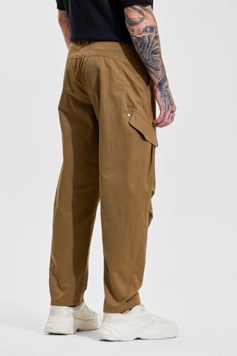 Image of SNITCH Men Cargo Pants | Relaxed Fit with Utility Pockets & Plain Pattern | Premium Cotton Blend Fabric for Casual Wear, College Wear & Street Style