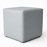 Extrasen Hocker Wohnzimmer Sitzhocker - Quadratisch 40 x 40 cm - Sofahocker - Öko-Leder- Grau