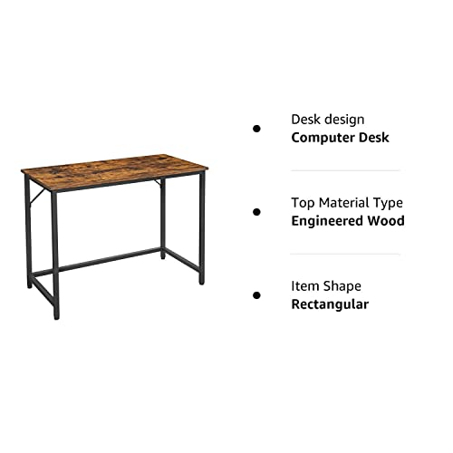 Vasagle 39-Inch Computer Writing Desk, Home Office Small Study Workstation, Industrial Style Pc Laptop Table, Steel Frame, 39.4, Rustic Brown + Black #TOP7