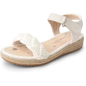 DREAM PAIRS Girls Espadrille Flatform Platform Wedge Open Toe Summer Sandals for Little Kid, Big Kid, Casual, Vacation or Formal Use 1 Little Kid White-denim