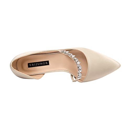Image of ERIJUNOR Women Mid Kitten Heels Closed Pointy Toe D'Orsay Pumps Wedding Party Shoes