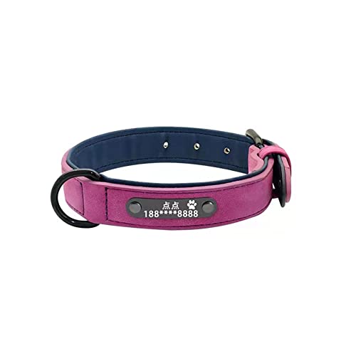 Verstellbares Leder-Hundehalsband, hochwertiges, weich gepolstertes Halsband mit personalisiertem Namen und Metall-D-Ring-Schnalle für kleine, mittelgroße und große Hunde Cover