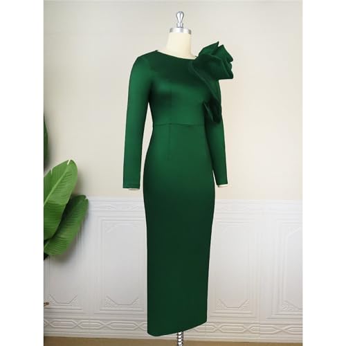 Generic Women'S Ruffled Collar Bodycon Dress Long Sleeve Wedding Evening Party Dresses Elegant Gown Pencil Midi Dress4